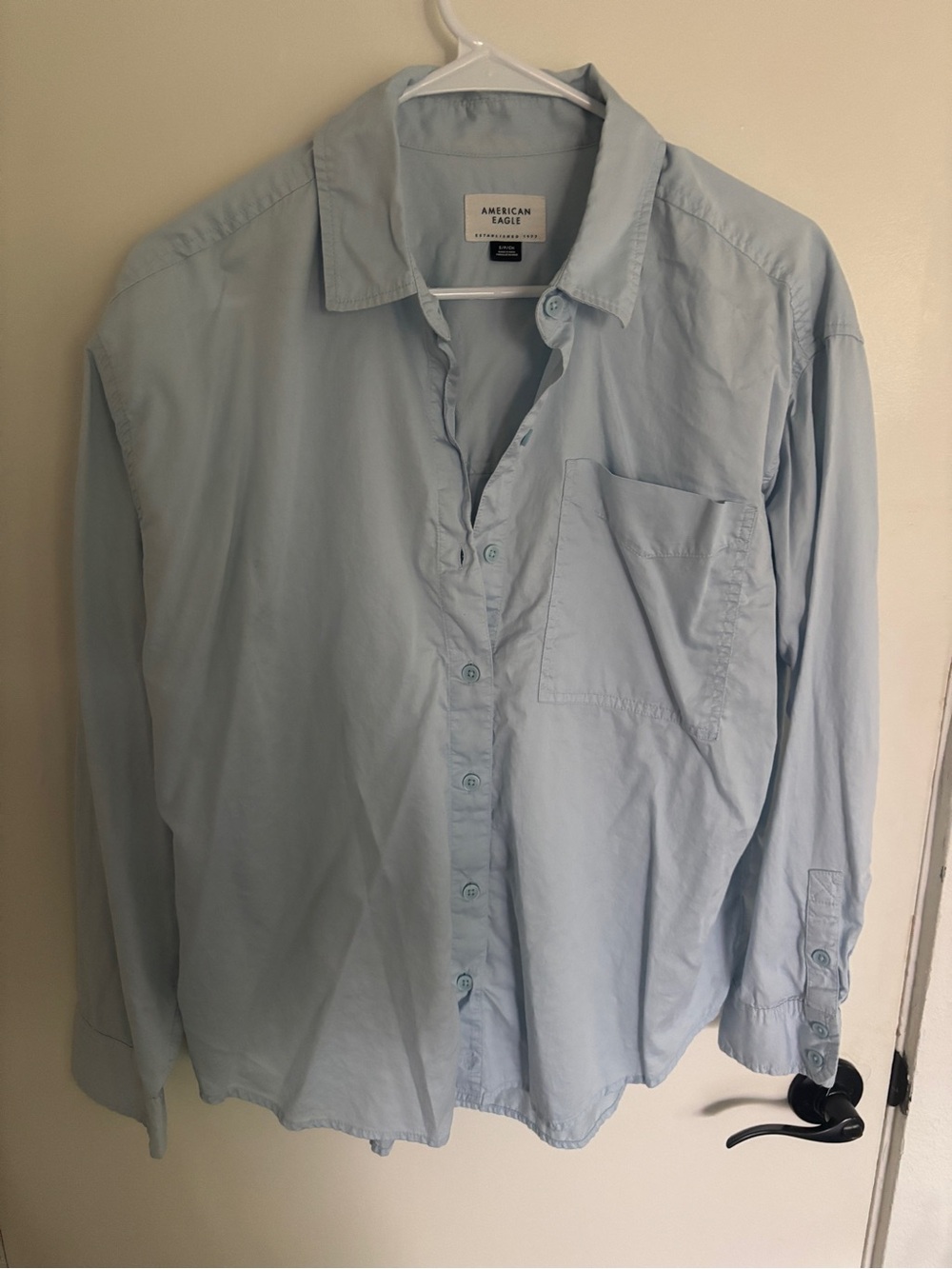 American Eagle Outfitters Light Blue Casual Button-Down Shirt